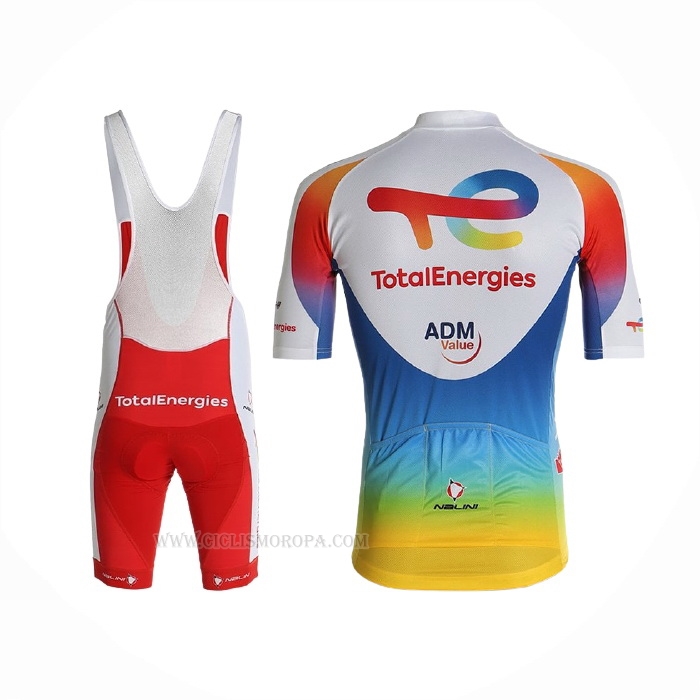 2021 Ropa Ciclismo Direct Energie Blanco Rojo Amarillo Azul Mangas Corta y Culotte Corto